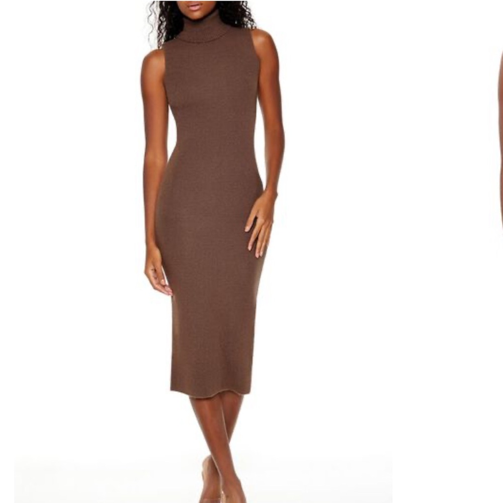 F21 High Neck Knit Midi Dress